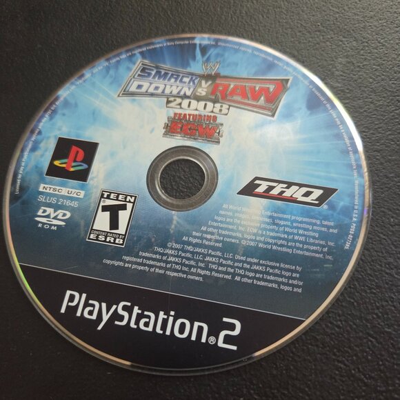 Sony PlayStation 2 All THQ Smack Down vs RAW 2008 disk only good condition - Picture 1 of 1